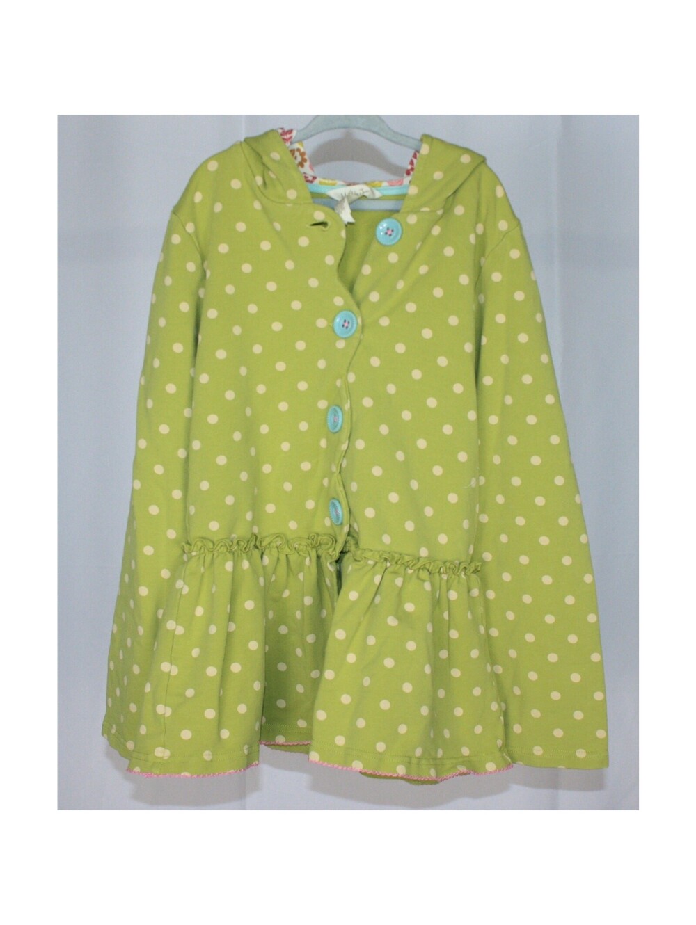 Matilda Jane Lime Polka Dot Ruffle Jacket Girls Size 12